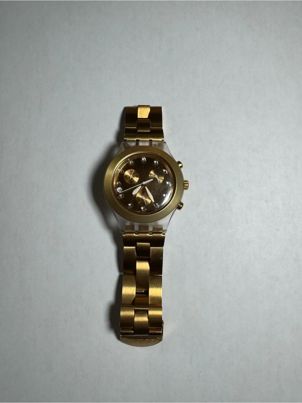 Swatch Irony Gold-Toned “Diaphane”Chronograph watch